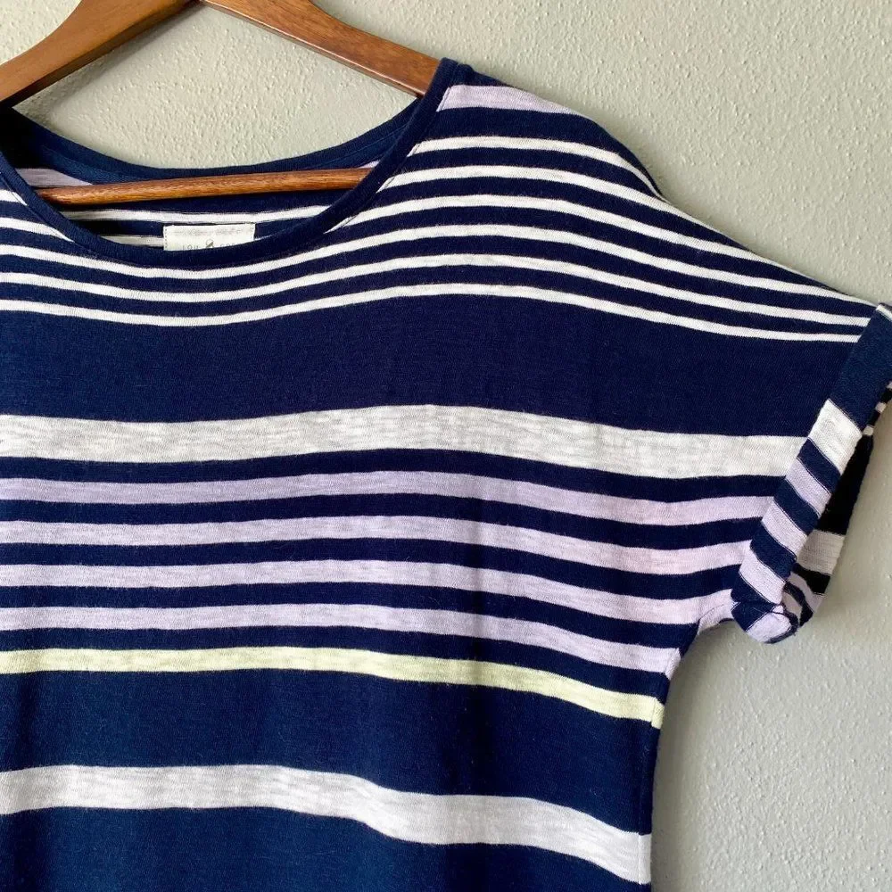 Lou & Grey Nautical Striped Navy White T-Shirt A-Line Shift Dress Women's Small